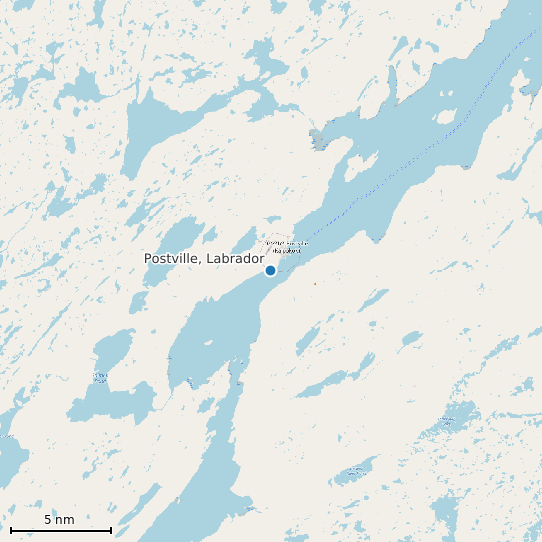 Map of Postville, Labrador Tide Prediction Station
