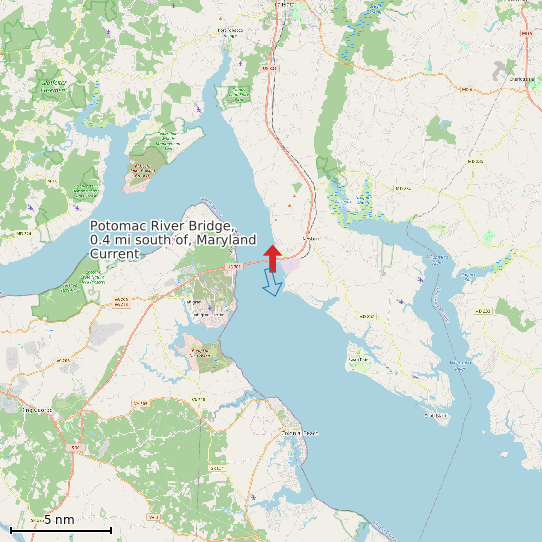 Map of Potomac River Bridge, 0.4 mi south of, Maryland Current Prediction Station
