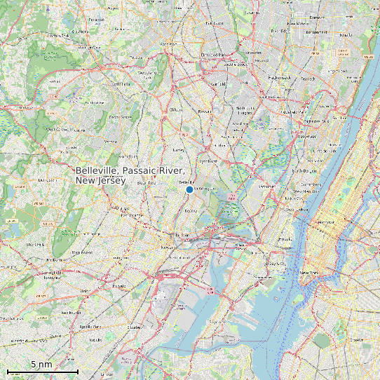 Map of Belleville, Passaic River, New Jersey Tide Prediction Station