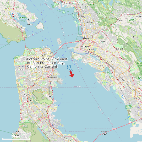 Map of Potrero Point, 2 mi east of, San Francisco Bay, California Current Prediction Station