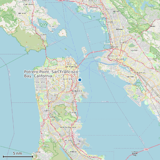 Map of Potrero Point, San Francisco Bay, California Tide Prediction Station