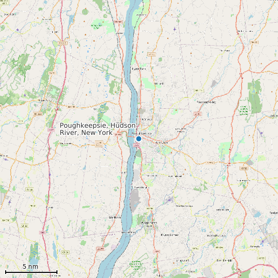 Map of Poughkeepsie, Hudson River, New York Tide Prediction Station