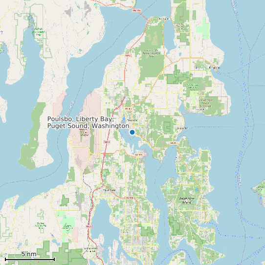 Map of Poulsbo, Liberty Bay, Puget Sound, Washington Tide Prediction Station