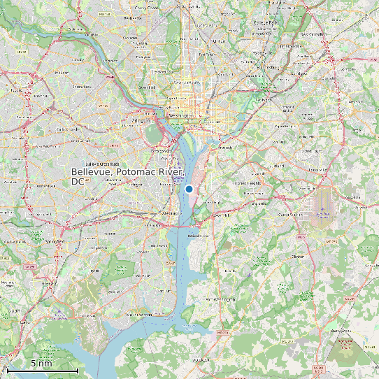 Map of Bellevue, Potomac River, DC Tide Prediction Station