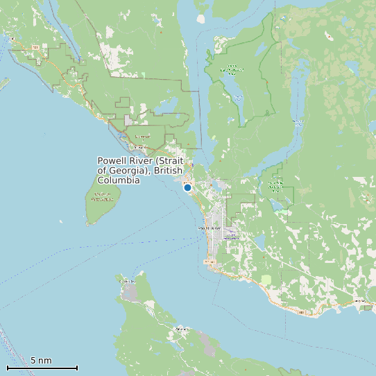 Map of Powell River (Strait of Georgia), British Columbia Tide Prediction Station