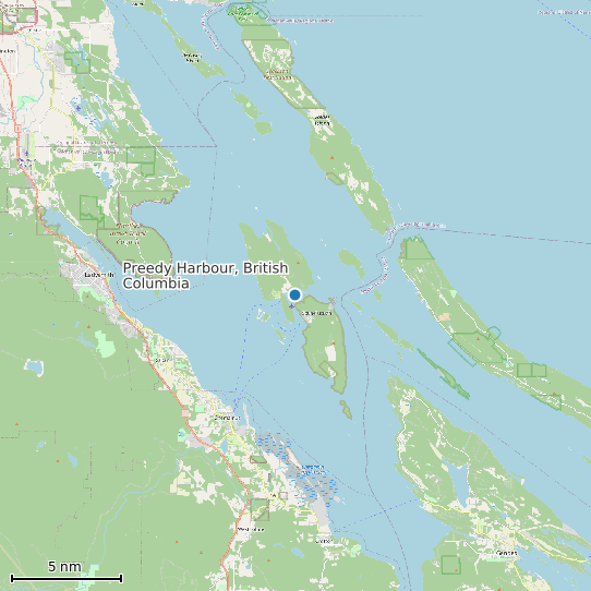 Map of Preedy Harbour, British Columbia Tide Prediction Station