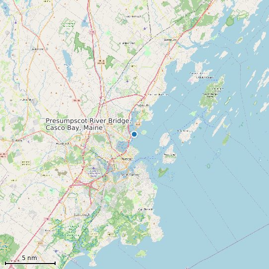 Map of Presumpscot River Bridge, Casco Bay, Maine Tide Prediction Station