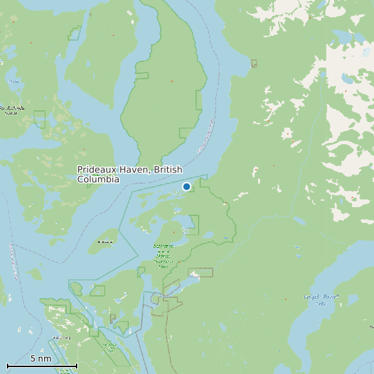 Map of Prideaux Haven, British Columbia Tide Prediction Station