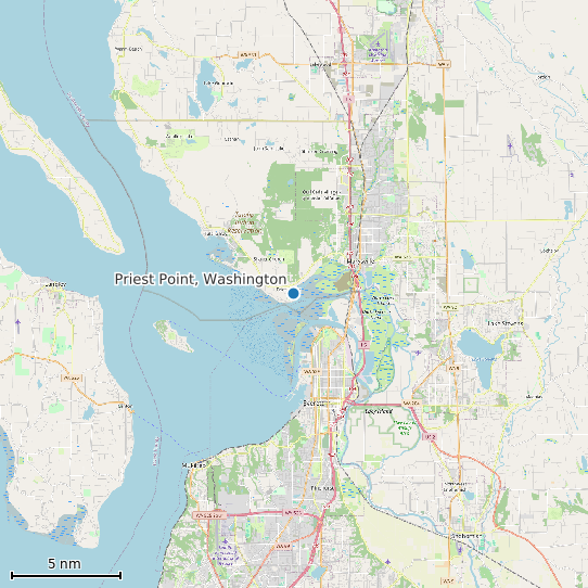 Map of Priest Point, Washington Tide Prediction Station