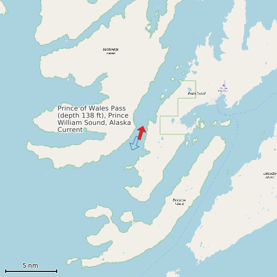 Map of Prince of Wales Pass (depth 138 ft), Prince William Sound, Alaska Current Prediction Station