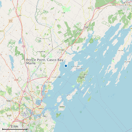 Map of Prince Point, Casco Bay, Maine Tide Prediction Station