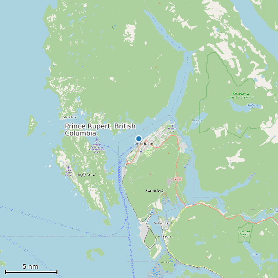 Map of Prince Rupert, British Columbia Tide Prediction Station