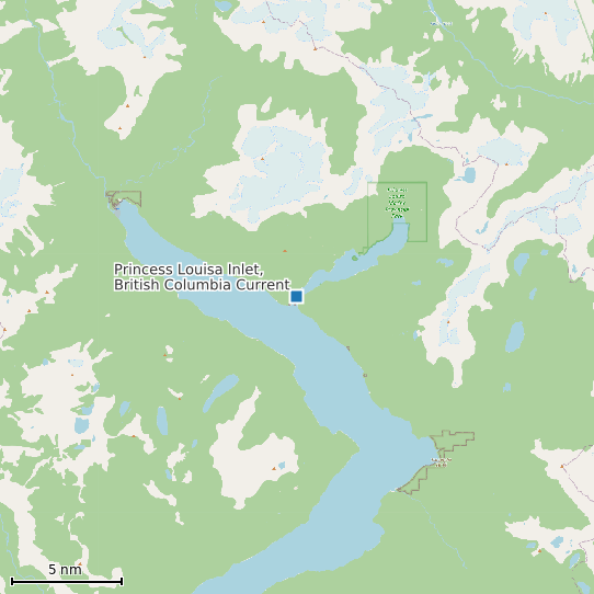 Map of Princess Louisa Inlet, British Columbia Current Prediction Station