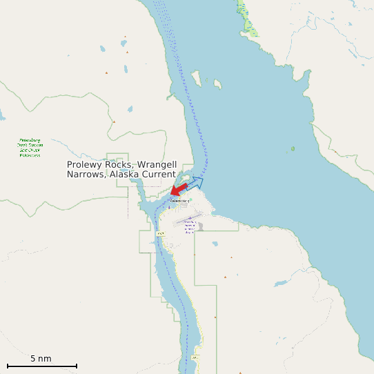Map of Prolewy Rocks, Wrangell Narrows, Alaska Current Prediction Station