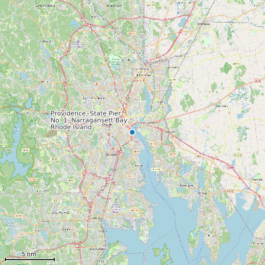 Map of Providence, State Pier No. 1, Narragansett Bay, Rhode Island Tide Prediction Station