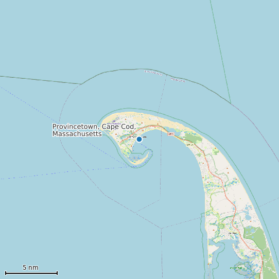 Map of Provincetown, Cape Cod, Massachusetts Tide Prediction Station