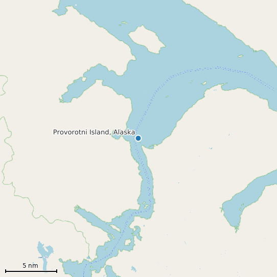 Map of Provorotni Island, Alaska Tide Prediction Station