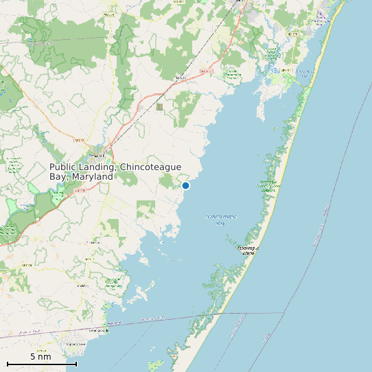 Map of Public Landing, Chincoteague Bay, Maryland Tide Prediction Station