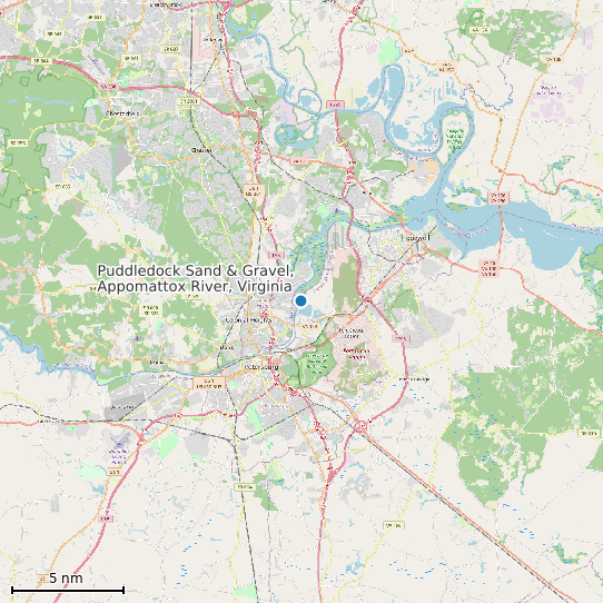 Map of Puddledock Sand & Gravel, Appomattox River, Virginia Tide Prediction Station