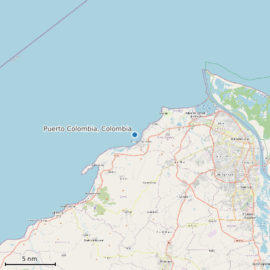 Map of Puerto Colombia, Colombia Tide Prediction Station