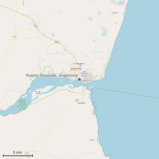 Map of Puerto Deseado, Argentina Tide Prediction Station