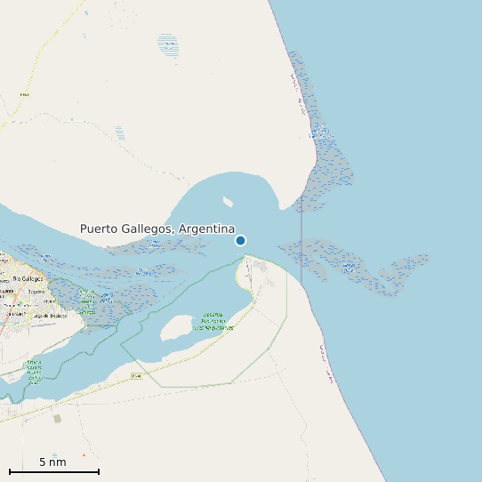 Map of Puerto Gallegos, Argentina Tide Prediction Station