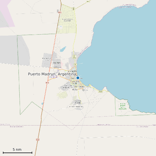 Map of Puerto Madryn, Argentina Tide Prediction Station