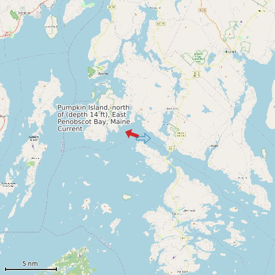 Map of Pumpkin Island, north of (depth 14 ft), East Penobscot Bay, Maine Current Prediction Station