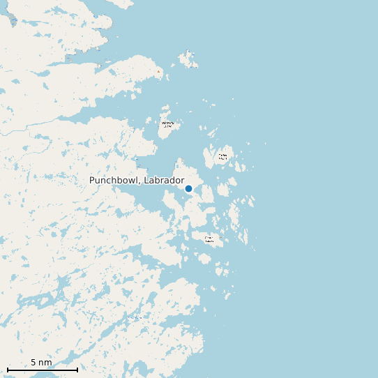 Map of Punchbowl, Labrador Tide Prediction Station