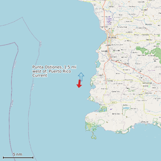 Map of Punta Ostiones, 1.5 mi west of, Puerto Rico Current Prediction Station