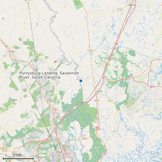 Map of Purrysburg Landing, Savannah River, South Carolina Tide Prediction Station