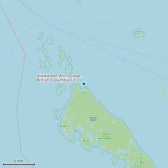 Map of Qlawdzeet Anchorage, British Columbia (2) Tide Prediction Station