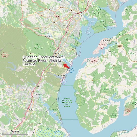 Map of Quantico Creek entrance, Potomac River, Virginia Current Prediction Station