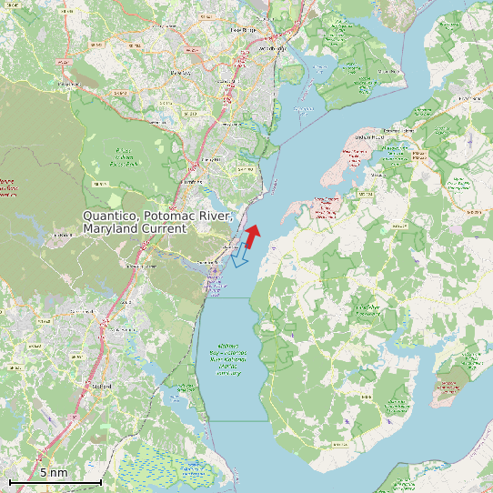 Map of Quantico, Potomac River, Maryland Current Prediction Station