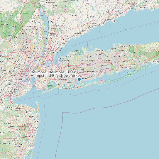 Map of Bellmore, Bellmore Creek, Hempstead Bay, New York Tide Prediction Station