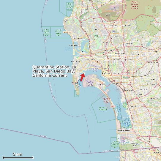 Map of Quarantine Station, La Playa, San Diego Bay, California Current Prediction Station