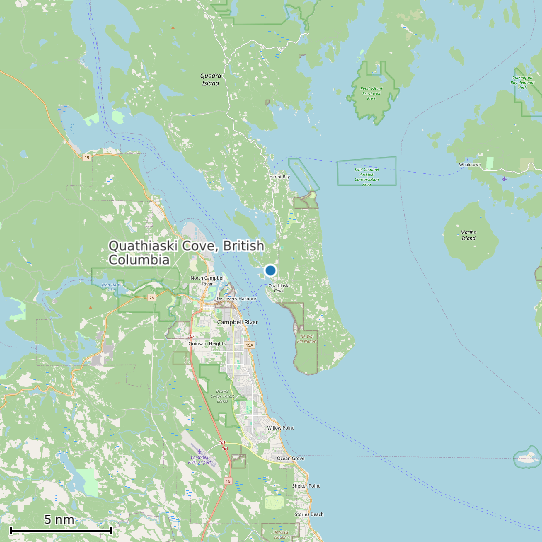 Map of Quathiaski Cove, British Columbia Tide Prediction Station