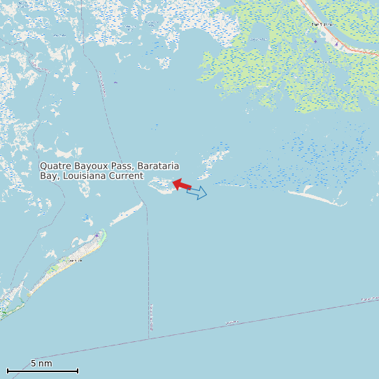 Map of Quatre Bayoux Pass, Barataria Bay, Louisiana Current Prediction Station