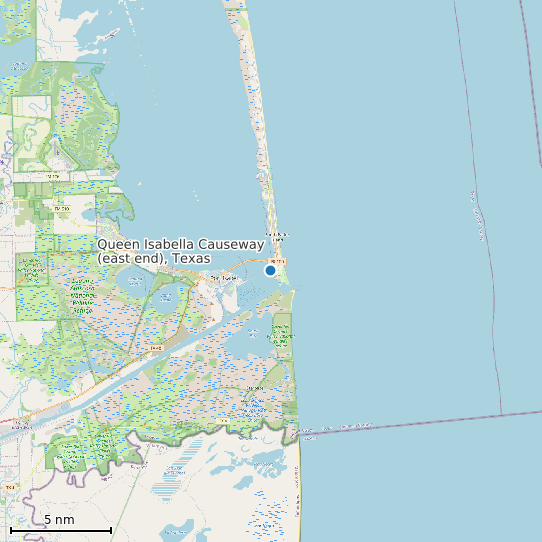 Map of Queen Isabella Causeway (east end), Texas Tide Prediction Station