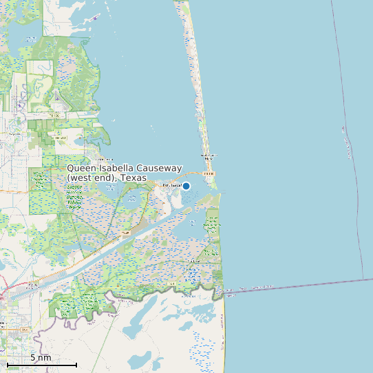 Map of Queen Isabella Causeway (west end), Texas Tide Prediction Station