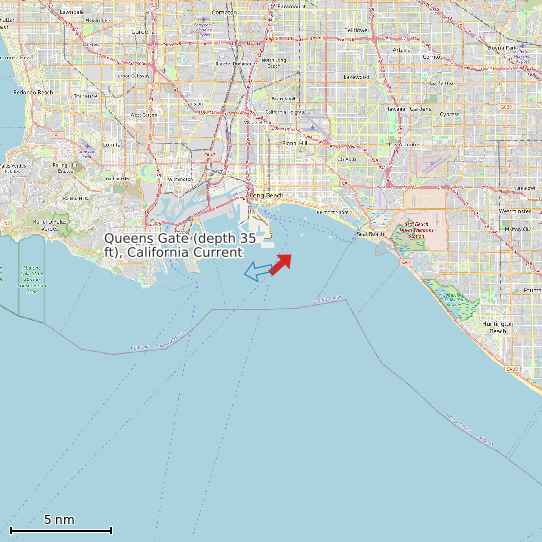 Map of Queens Gate (depth 35 ft), California Current Prediction Station
