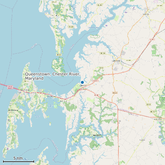 Map of Queenstown, Chester River, Maryland Tide Prediction Station