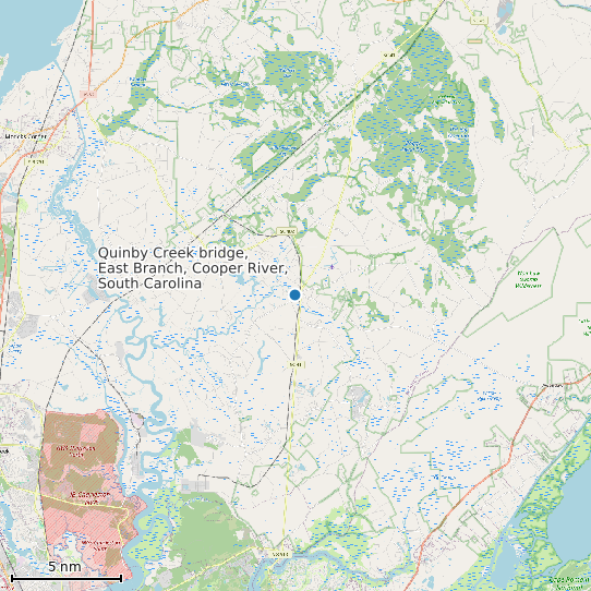 Map of Quinby Creek bridge, East Branch, Cooper River, South Carolina Tide Prediction Station