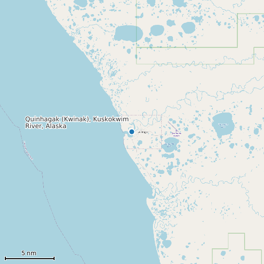 Map of Quinhagak (Kwinak), Kuskokwim River, Alaska Tide Prediction Station