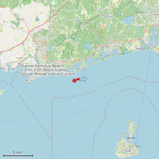 Map of Quonochontaug Beach, 1.1 mi S of, Block Island Sound, Rhode Island Current Prediction Station