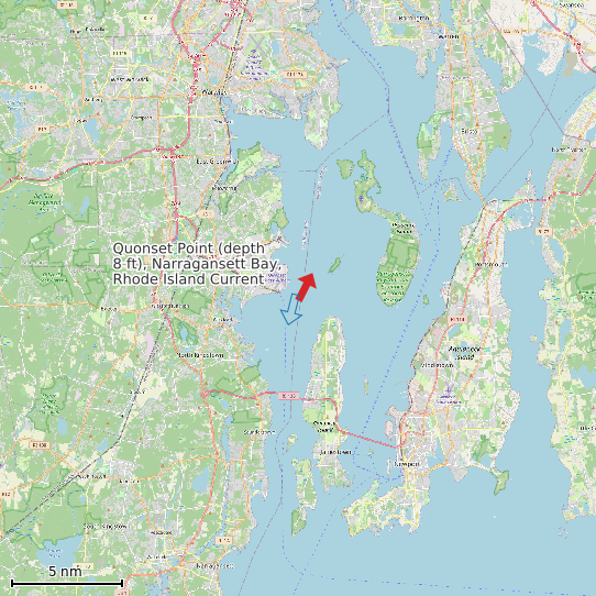 Map of Quonset Point (depth 8 ft), Narragansett Bay, Rhode Island Current Prediction Station