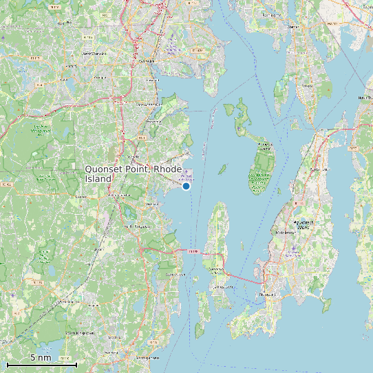 Map of Quonset Point, Rhode Island Tide Prediction Station