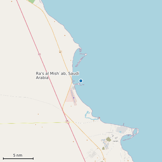 Map of Ra's al Mish`ab, Saudi Arabia Tide Prediction Station