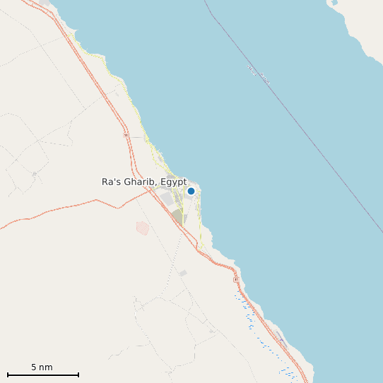 Map of Ra's Gharib, Egypt Tide Prediction Station