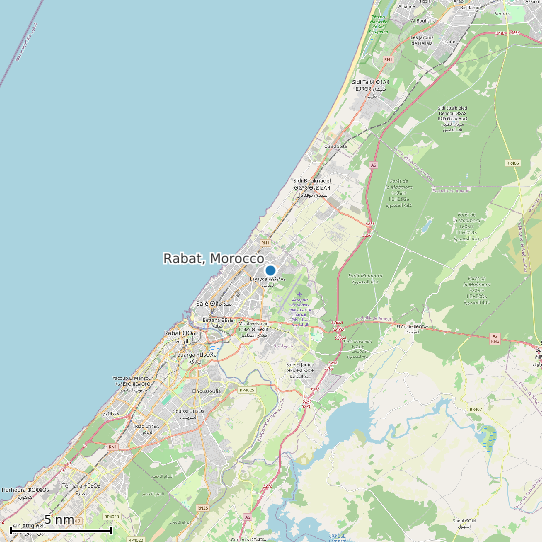 Map of Rabat, Morocco Tide Prediction Station